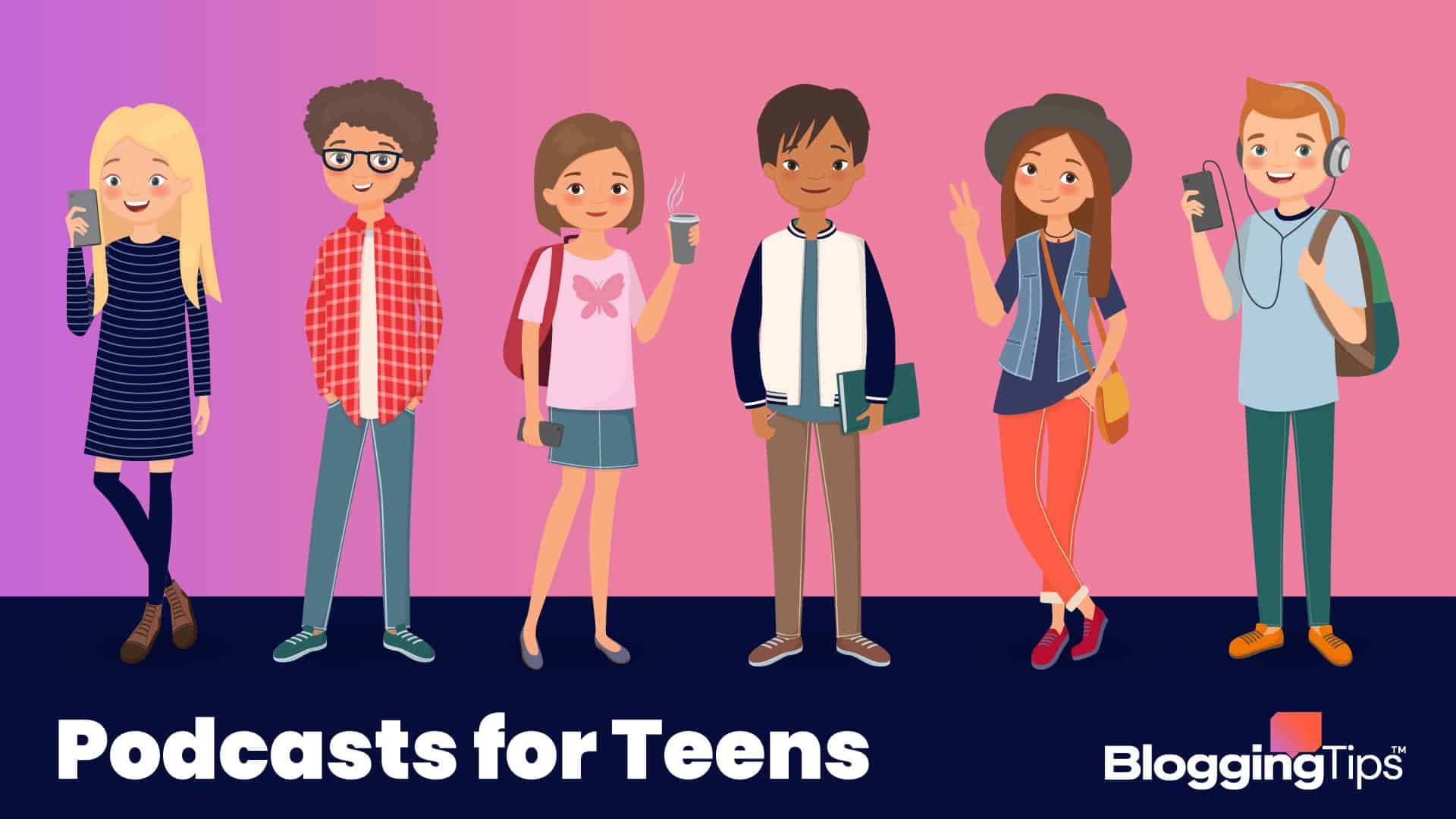 vector graphic showing an illustration of teenagers, with the words 