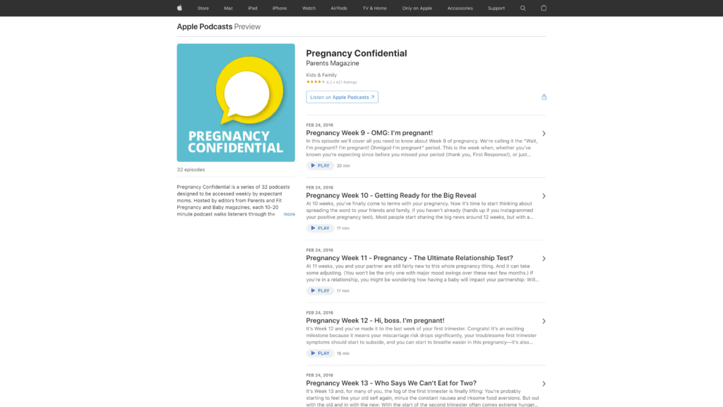 A screenshot of the pregnancy confidential homepage