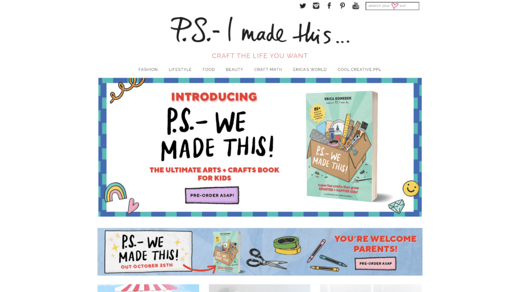 screenshot of the P.S.- I made this ... homepage