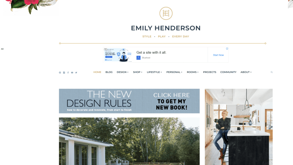 a screenshot of the emily henderson homepage