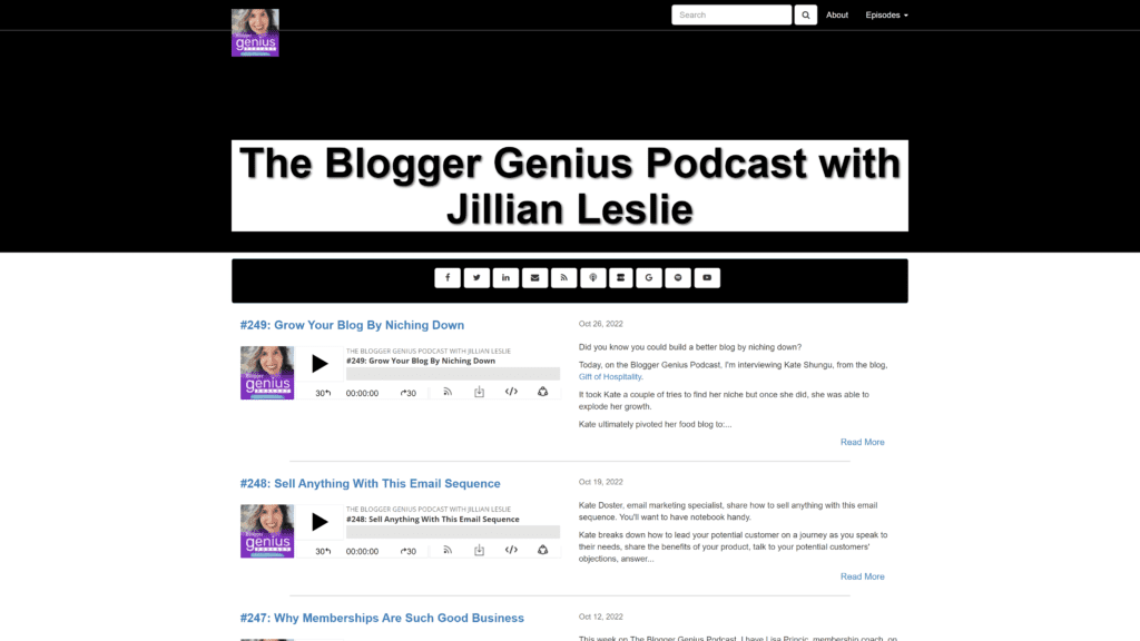 thebloggergeniuspodcast homepage screenshot 1