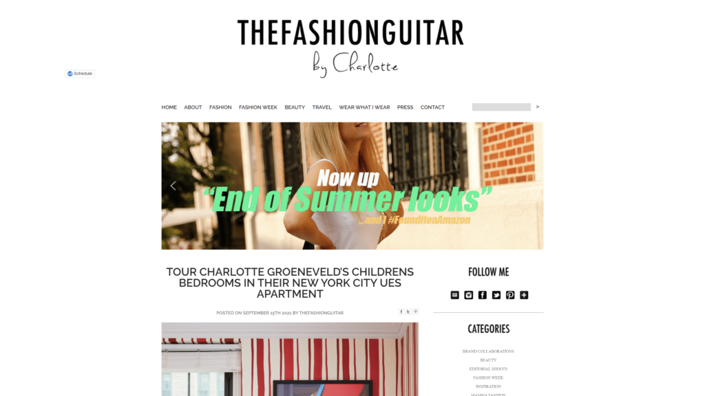 sreenshot of the fashion guitar homepage