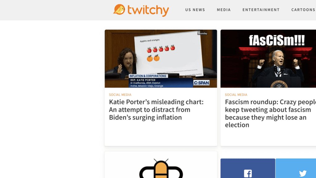 screenshot of the twitchy homepage