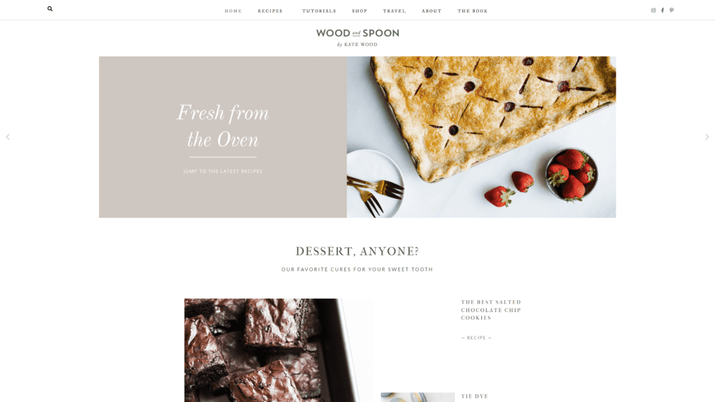 a screenshot of the wood and spoon homepage