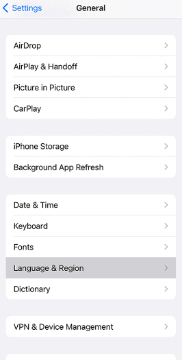 09 settings language and region on iphone