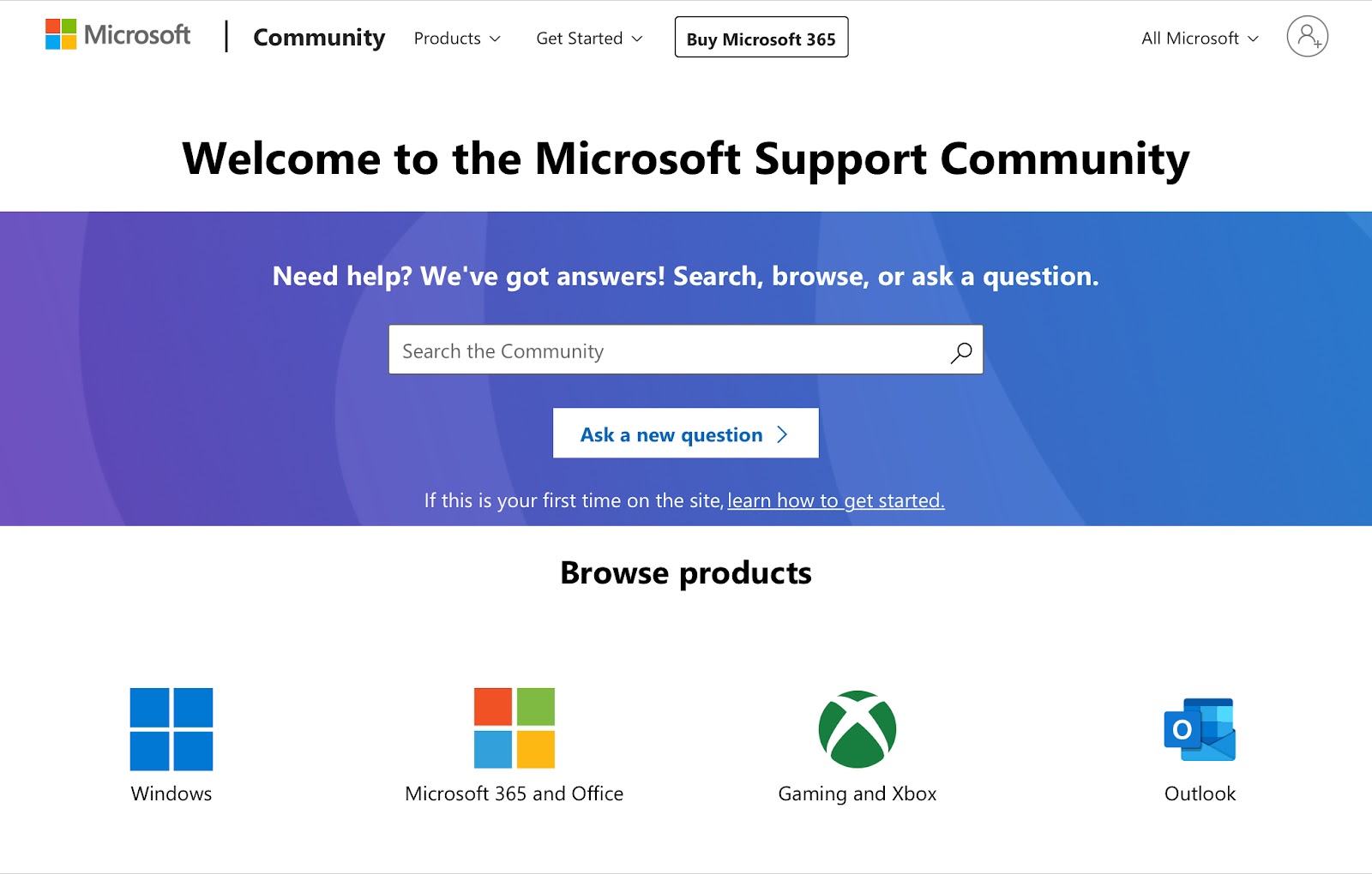 Microsoft support community