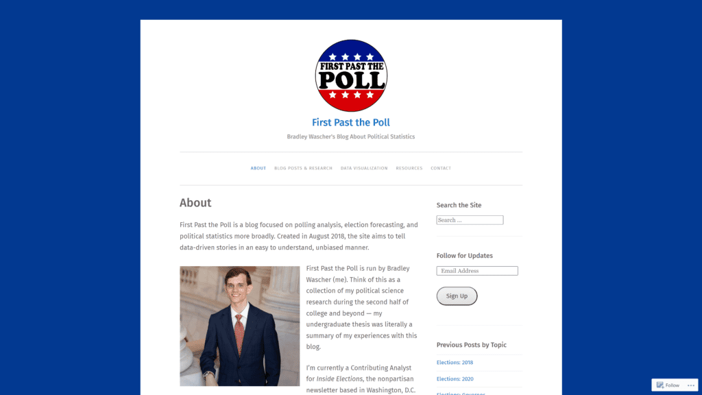 screenshot of the first past the poll homepage