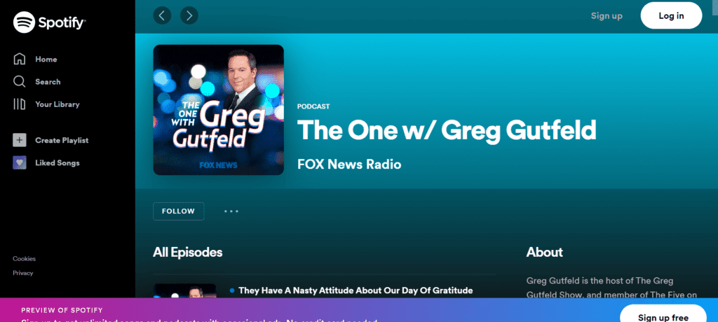 screenshot of the Greg Gutfeld homepage