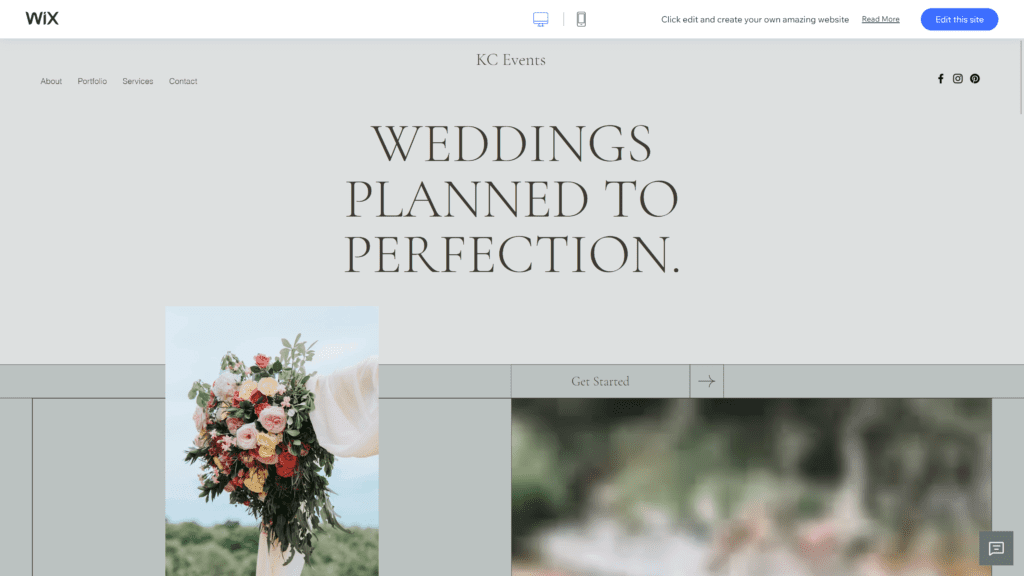 Wedding planner homepage screenshot 1