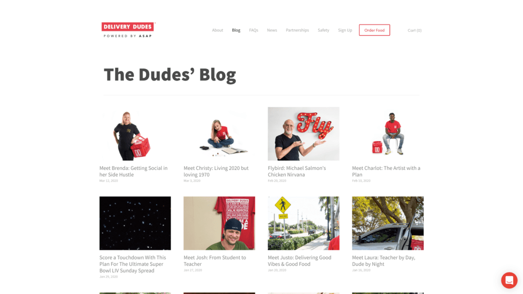 a screenshot of the delivery dudes homepage