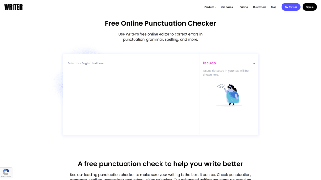 free online punctuation checker homepage screenshot 1