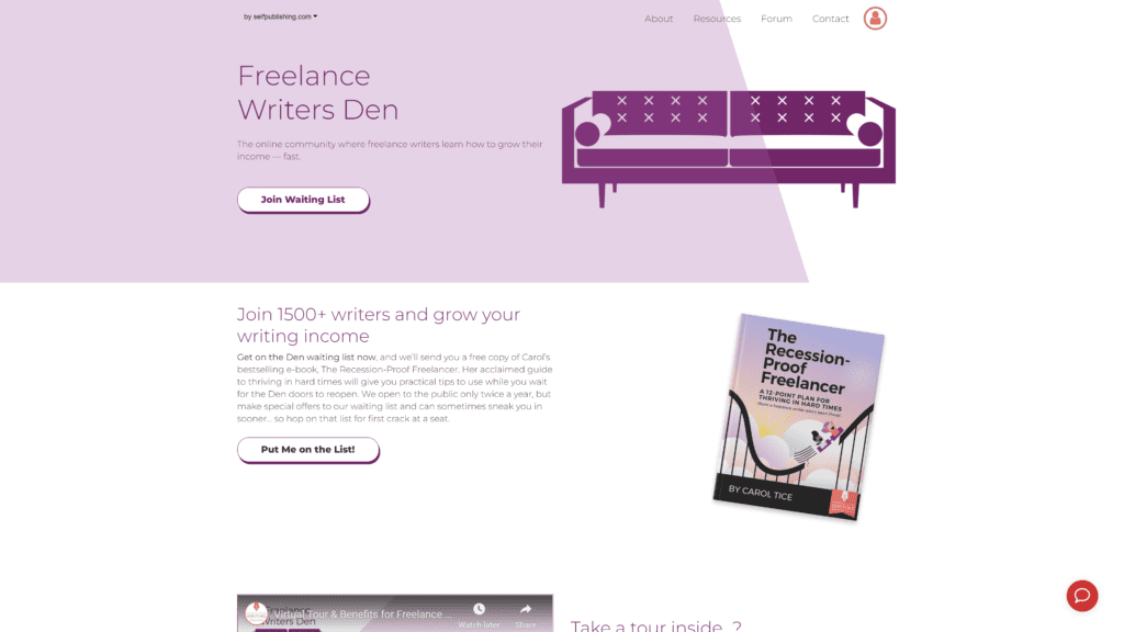 freelancewritersden homepage screenshot 1