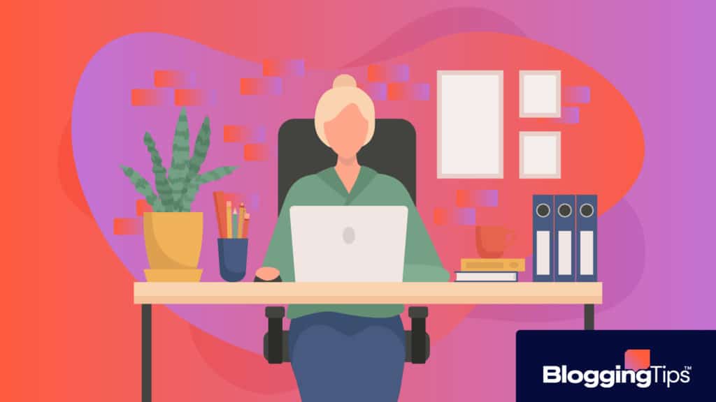 vector graphic showing a person sitting at a computer - to demonstrate how to work from home