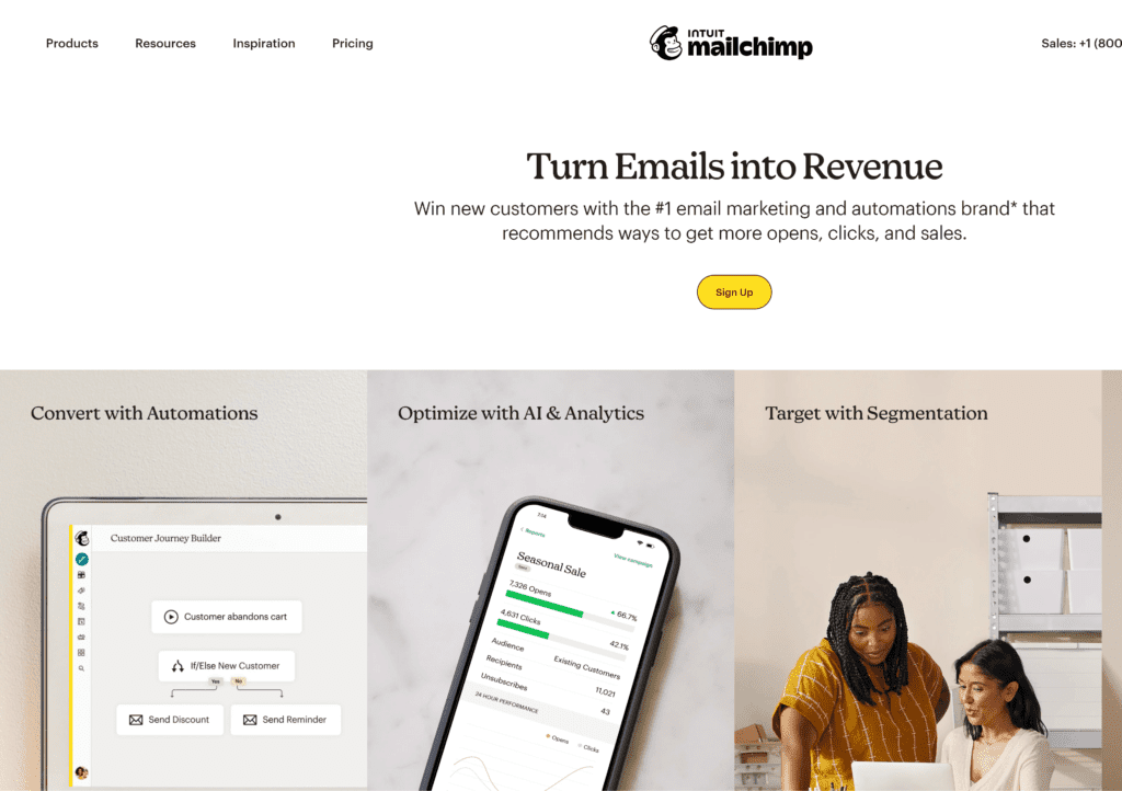 A screenshot of the mailchimp homepage