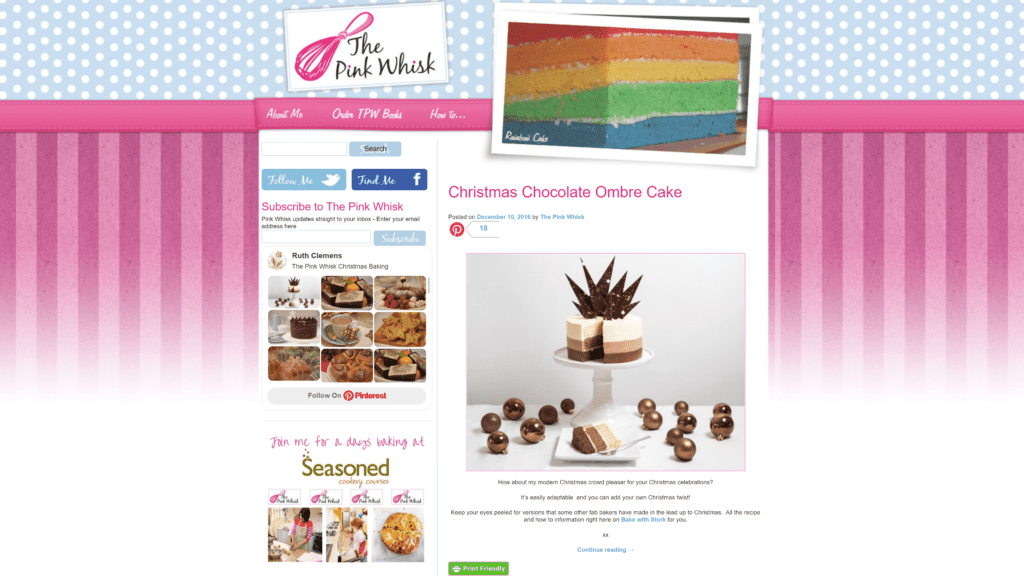a screenshot of the pink whisk homepage