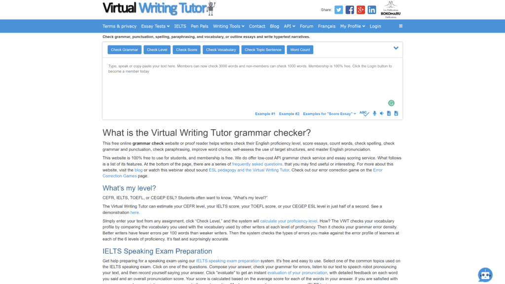 virtualwritingtutor homepage screenshot 1