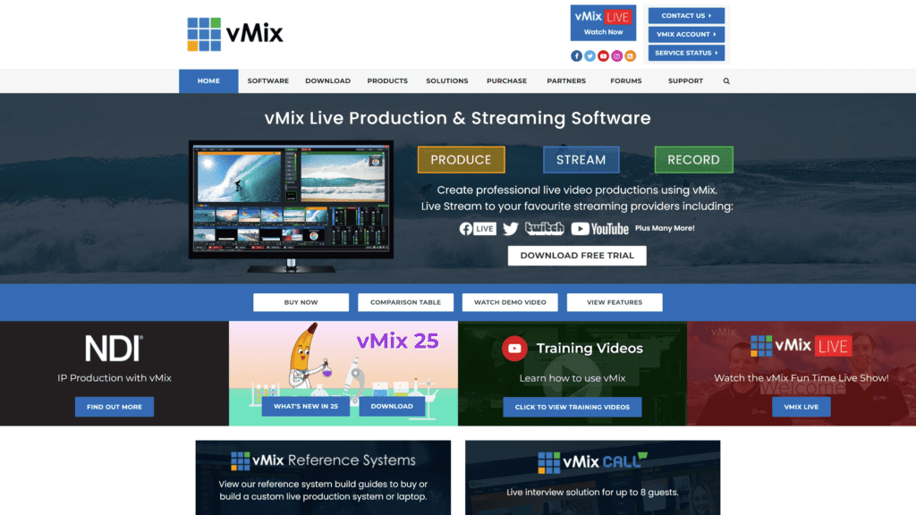 vmix homepage screenshot 1