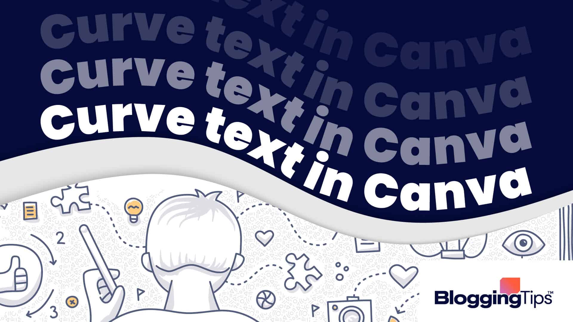 vector graphic showing an illustration of how to curve text in canva