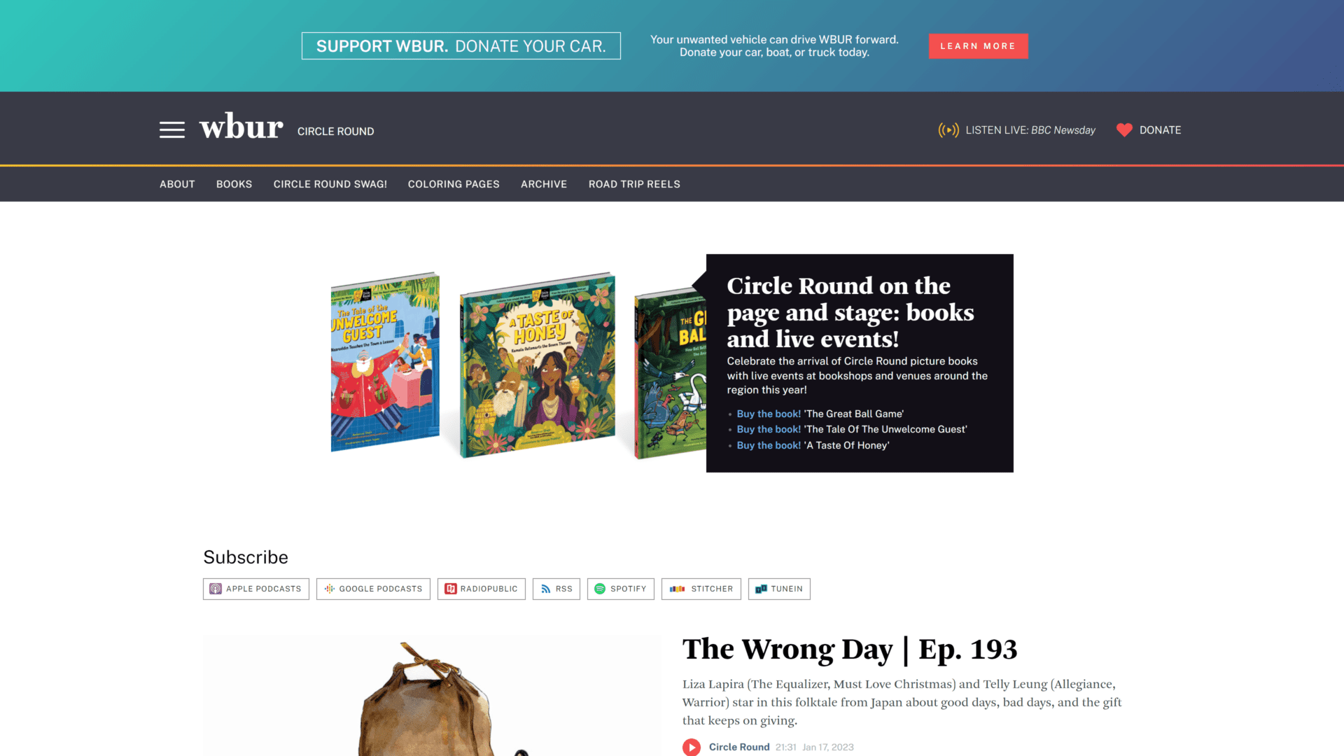 screenshot of the circle round homepage