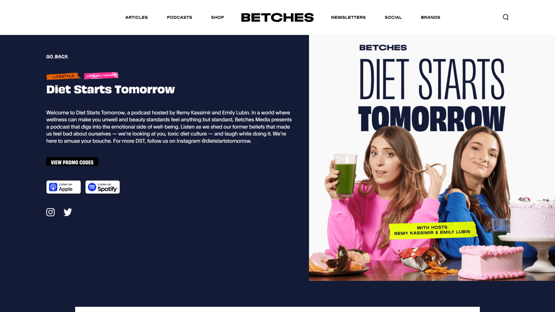screenshot of the diet starts tomorrow homepage