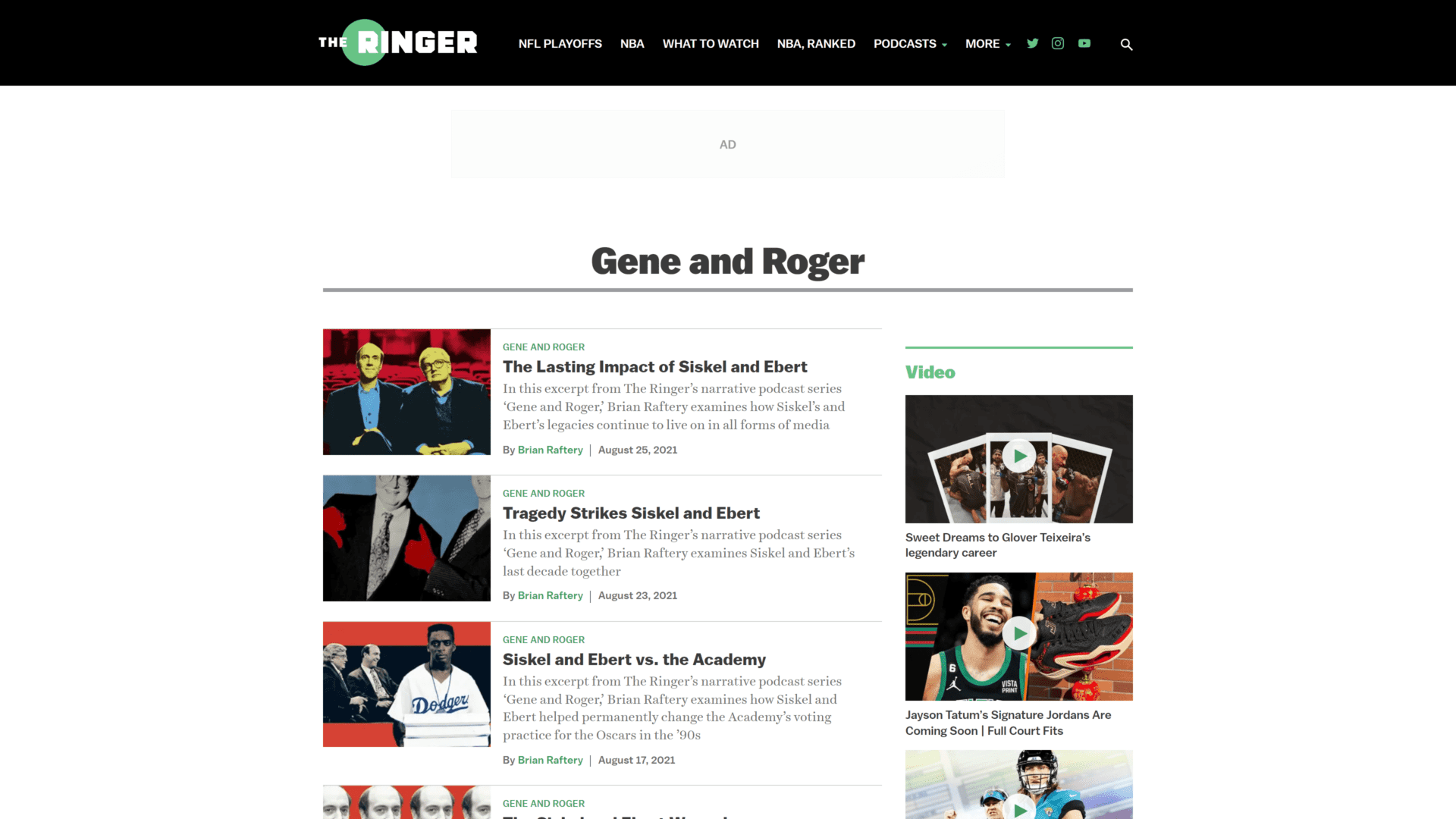 screenshot of the gene and roger homepage