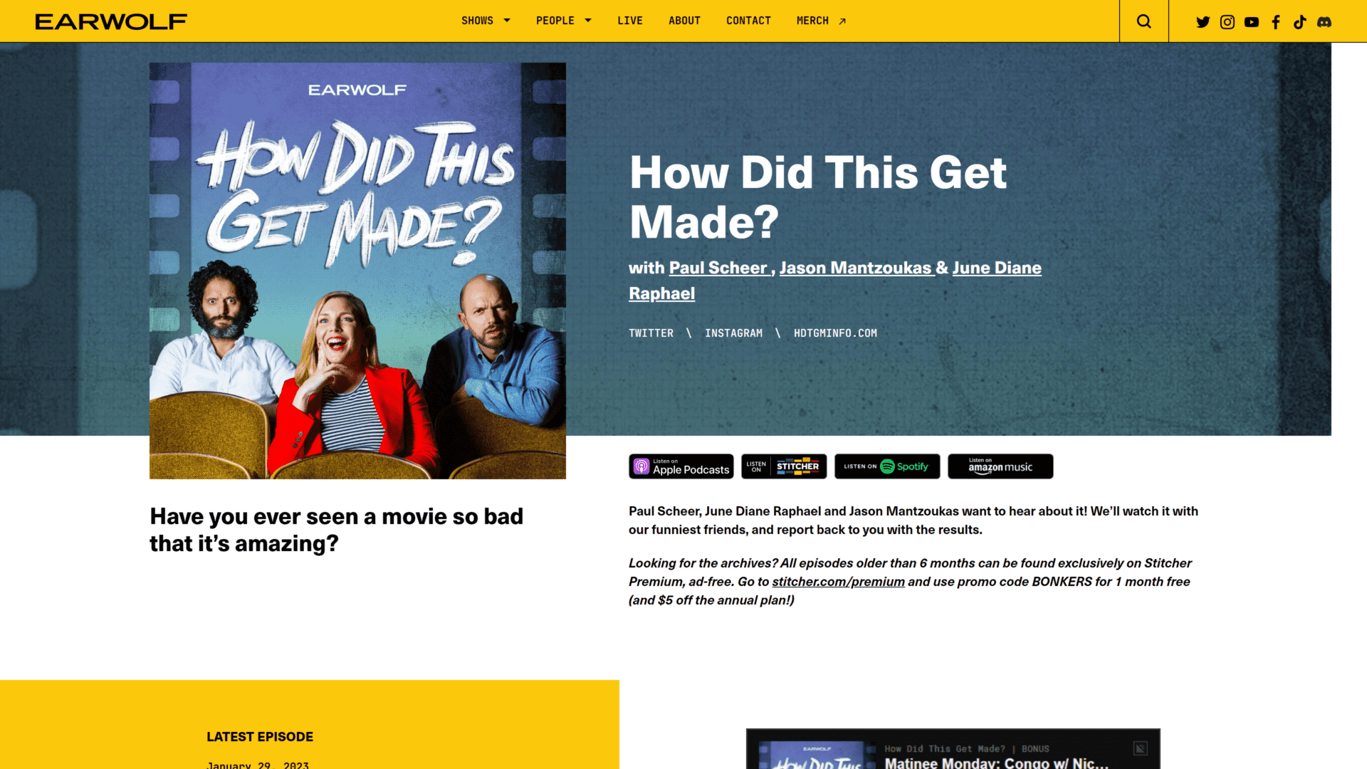 screenshot of the how did this get made homepage