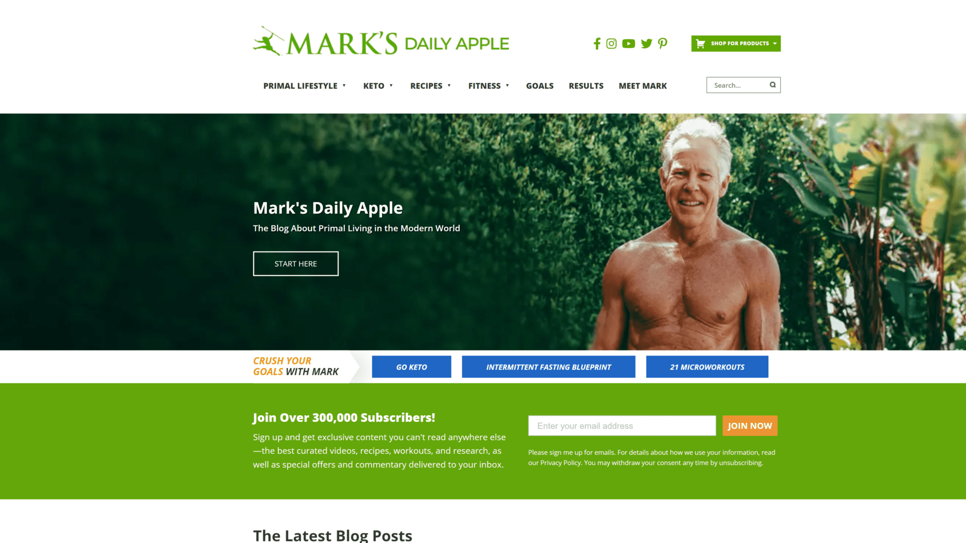 screenshot of the marks daily apple homepage