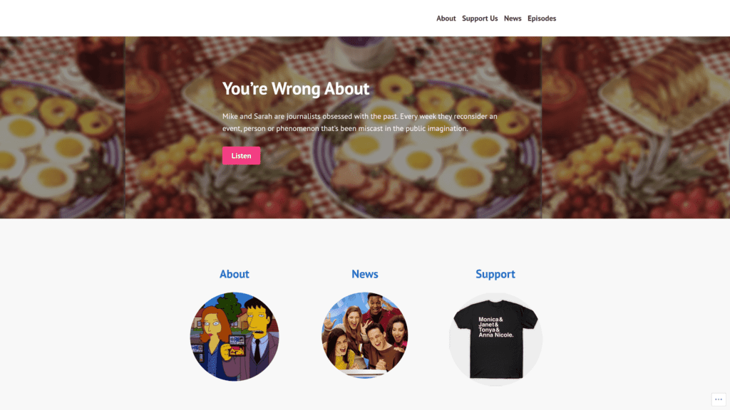 screenshot of the you're wrong about homepage