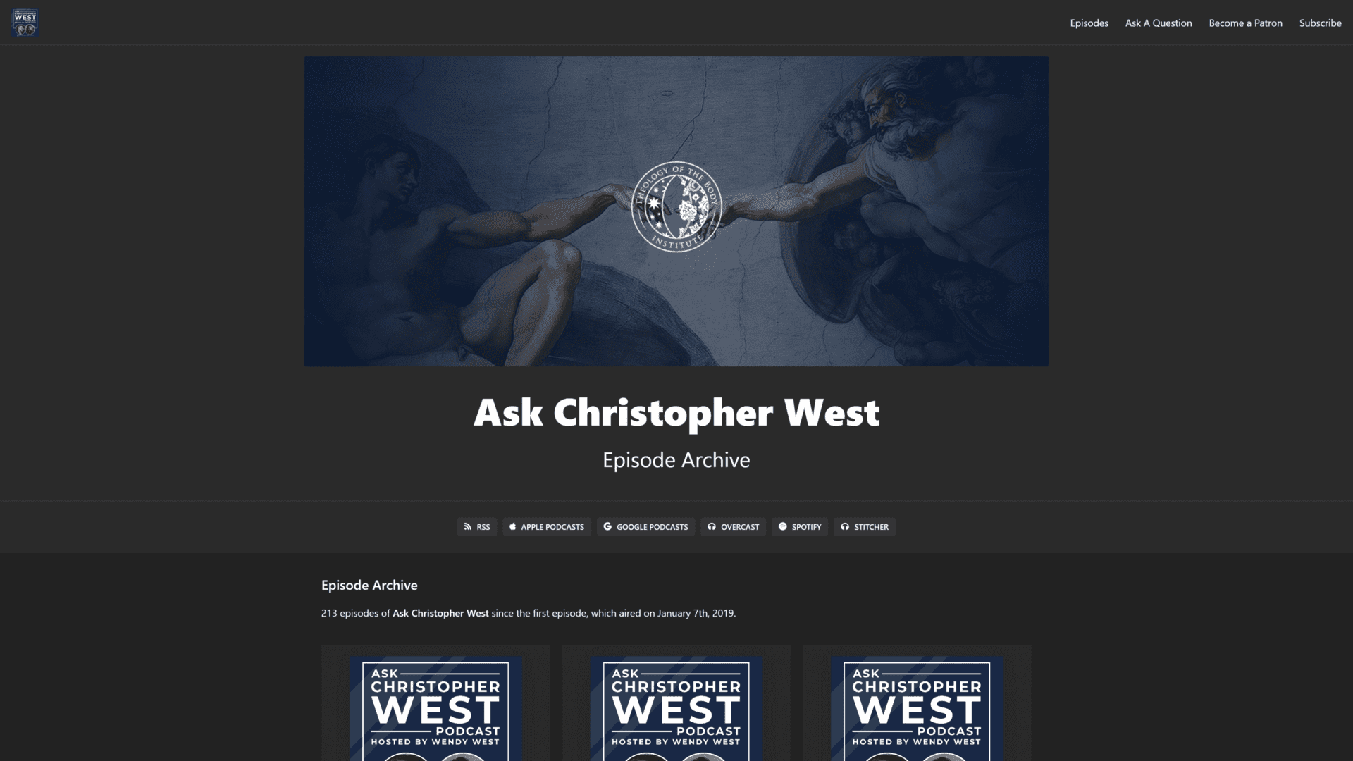 A screenshot of the ask christopher west homepage