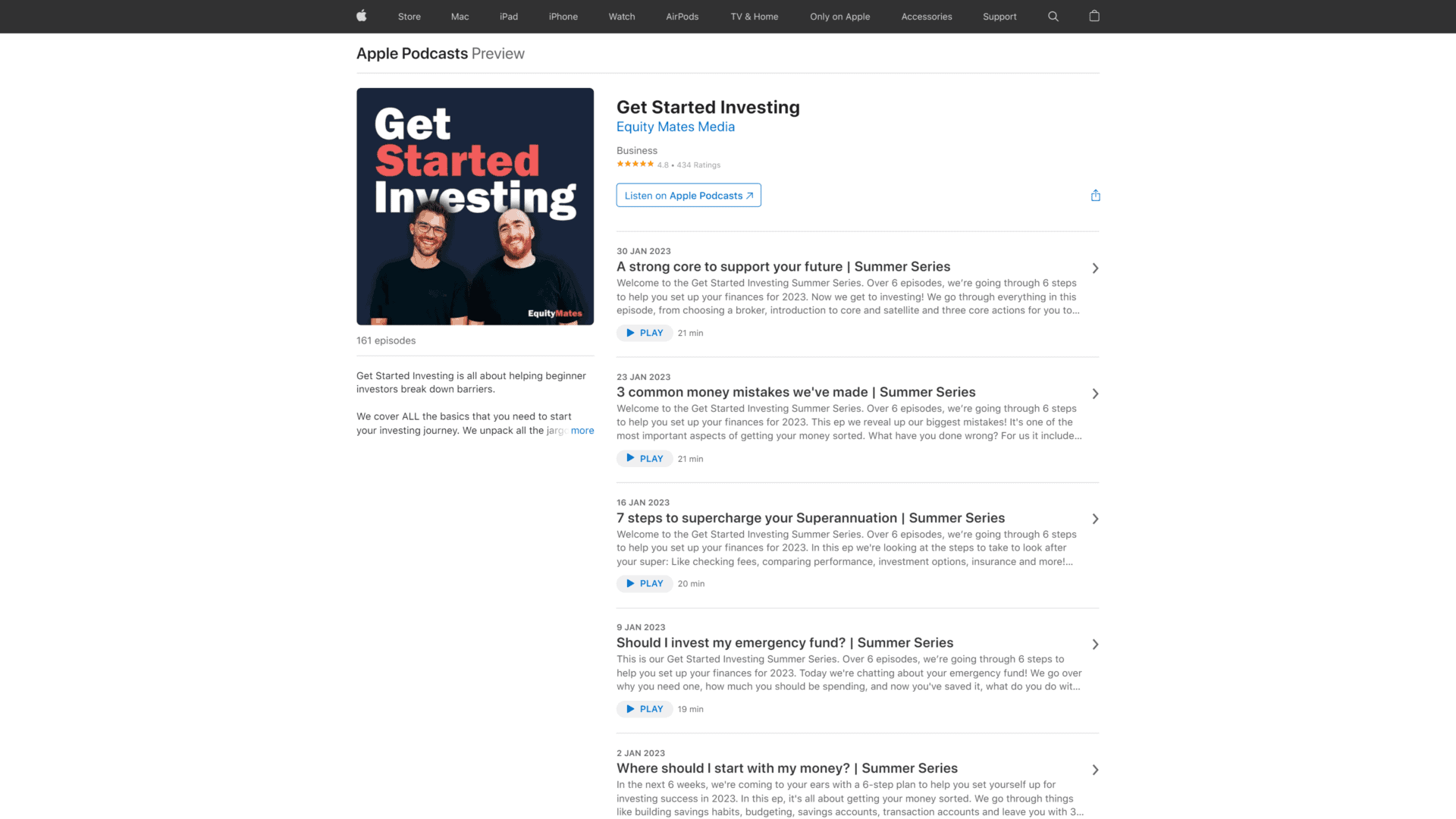 A screenshot of the get started investing homepage