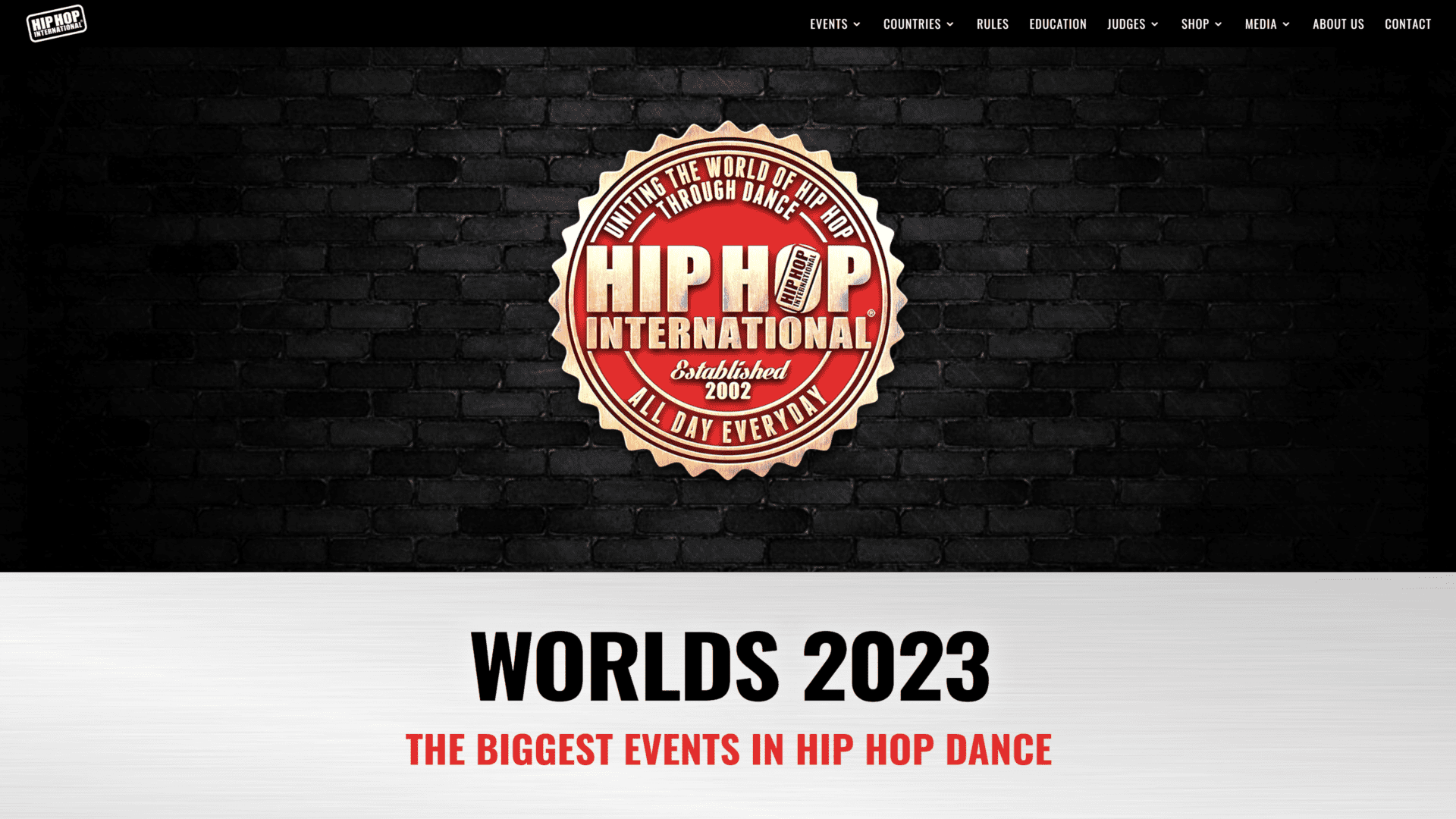 screenshot of the hip hop international homepage