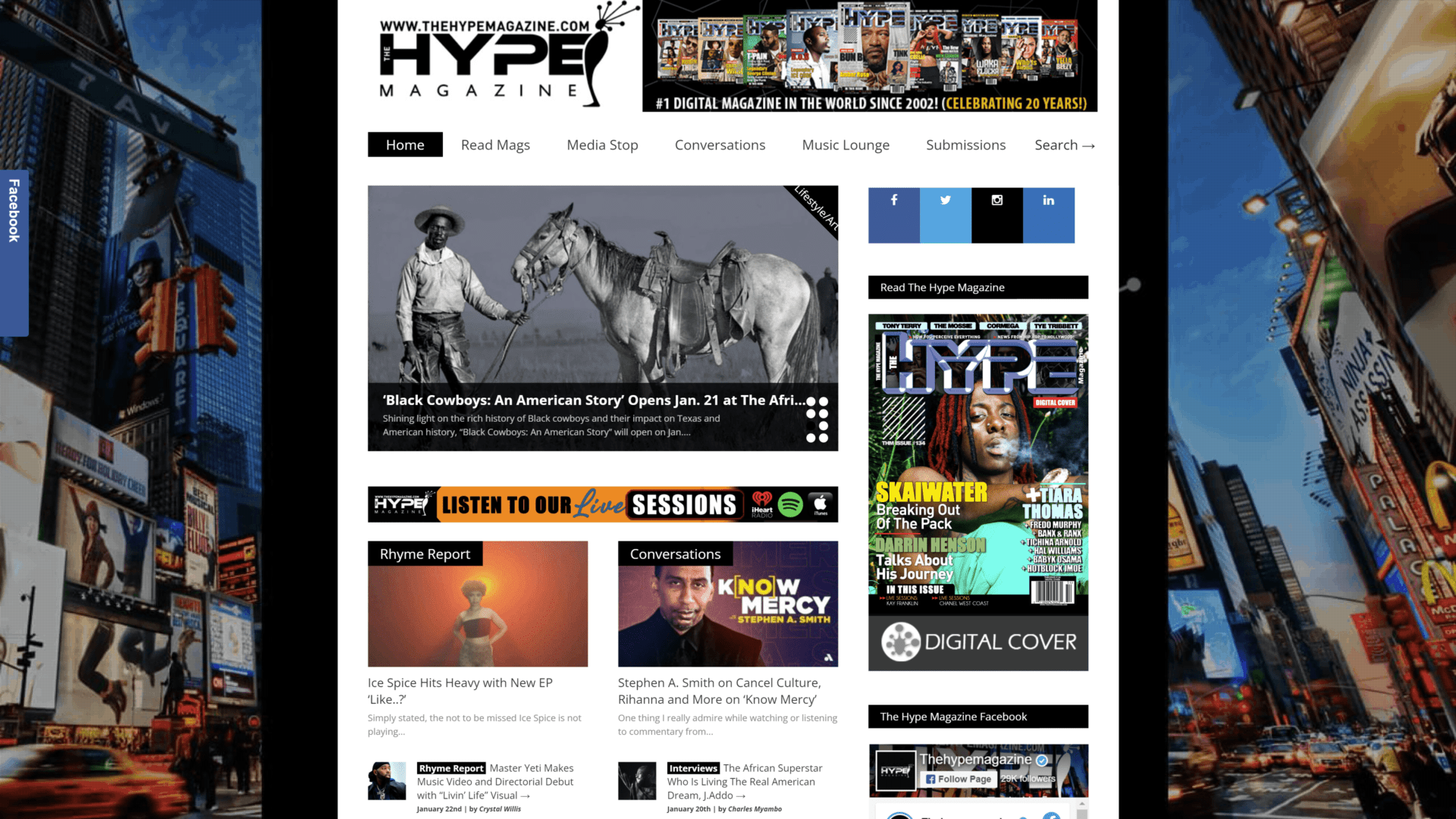 screenshot of the hype magazine homepage