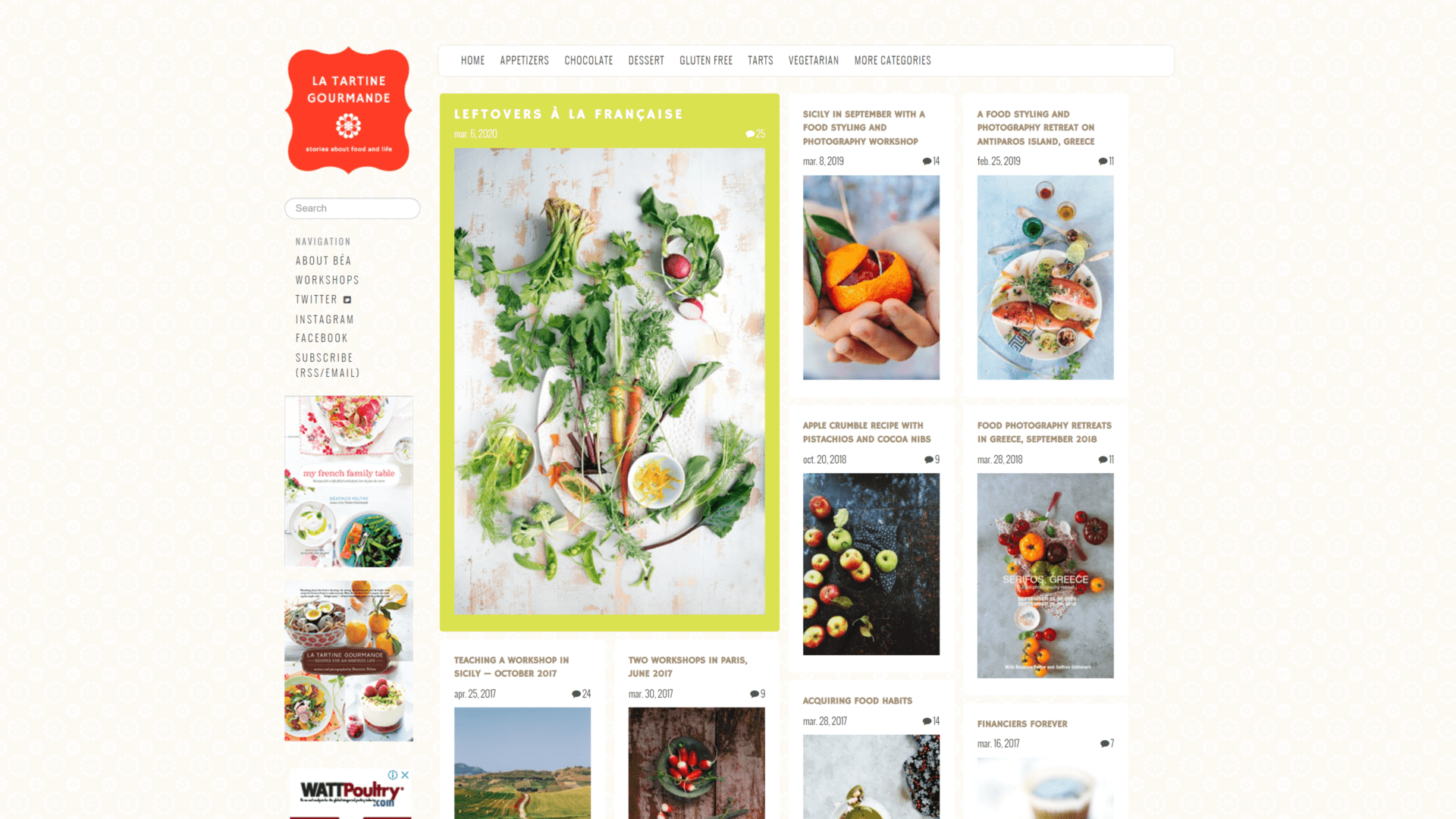 A screenshot pf the 
la tartine gourmande homepage