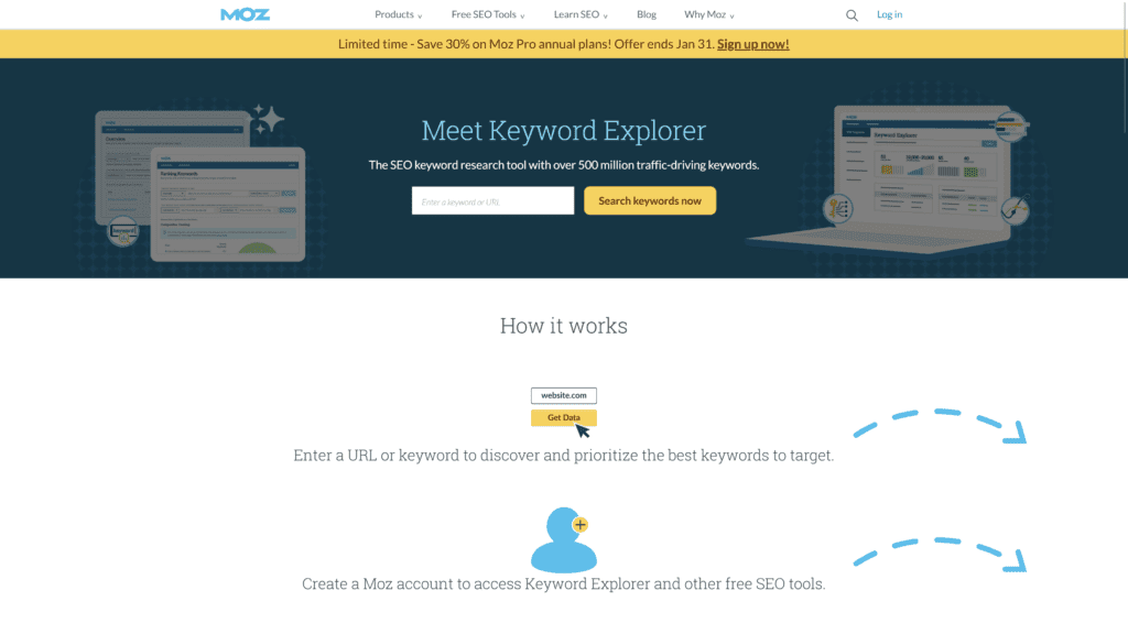 screenshot of moze-Keyword-explorer homepage