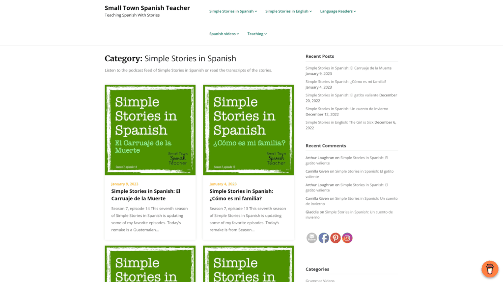 simplestoriesspanish homepage screenshot 1