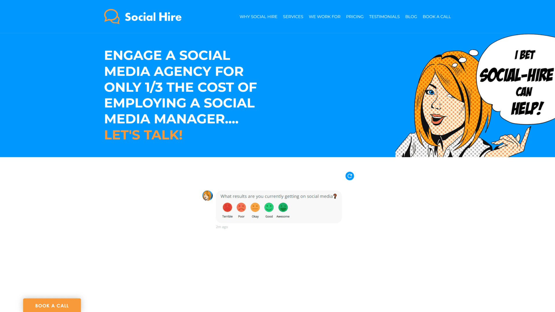 A screenshot of the social hire homepage
