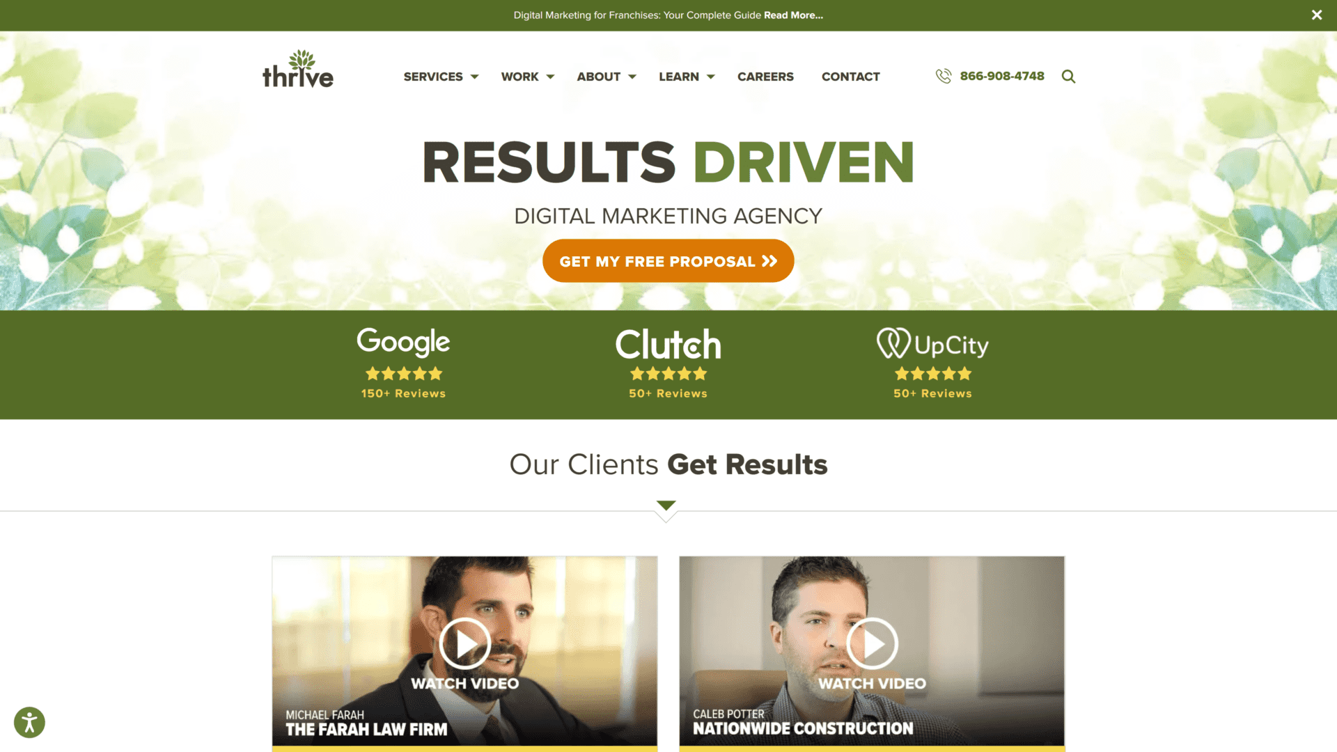 A screenshot of the thrive internet marketing agency homepage