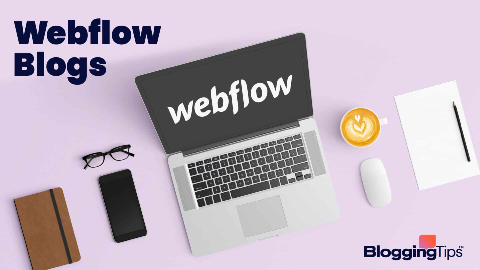 vector graphic showing an illustration of a webflow logo on a computer screen with the big block text 