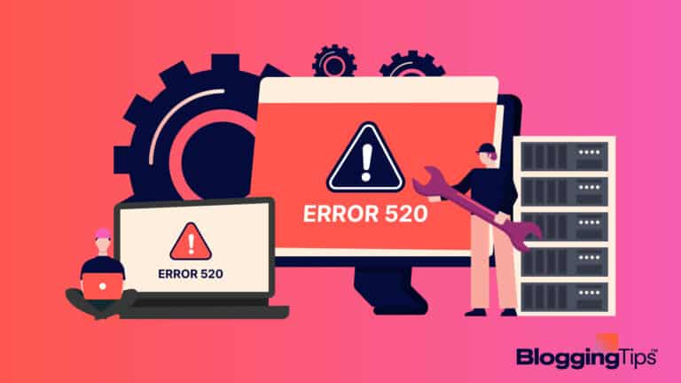 vector graphic showing an illustration of a man with a screw driver trying to fix error 520