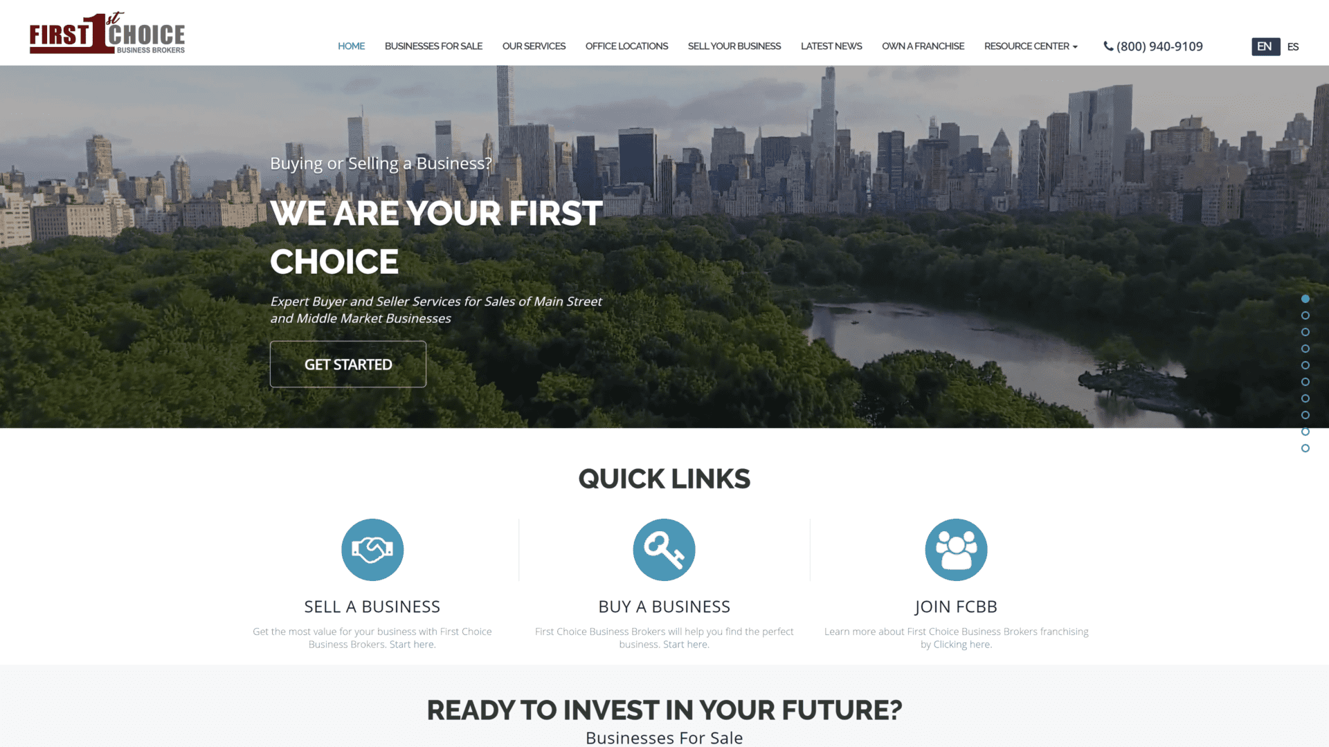 first choice business brokers homepage screenshot 1