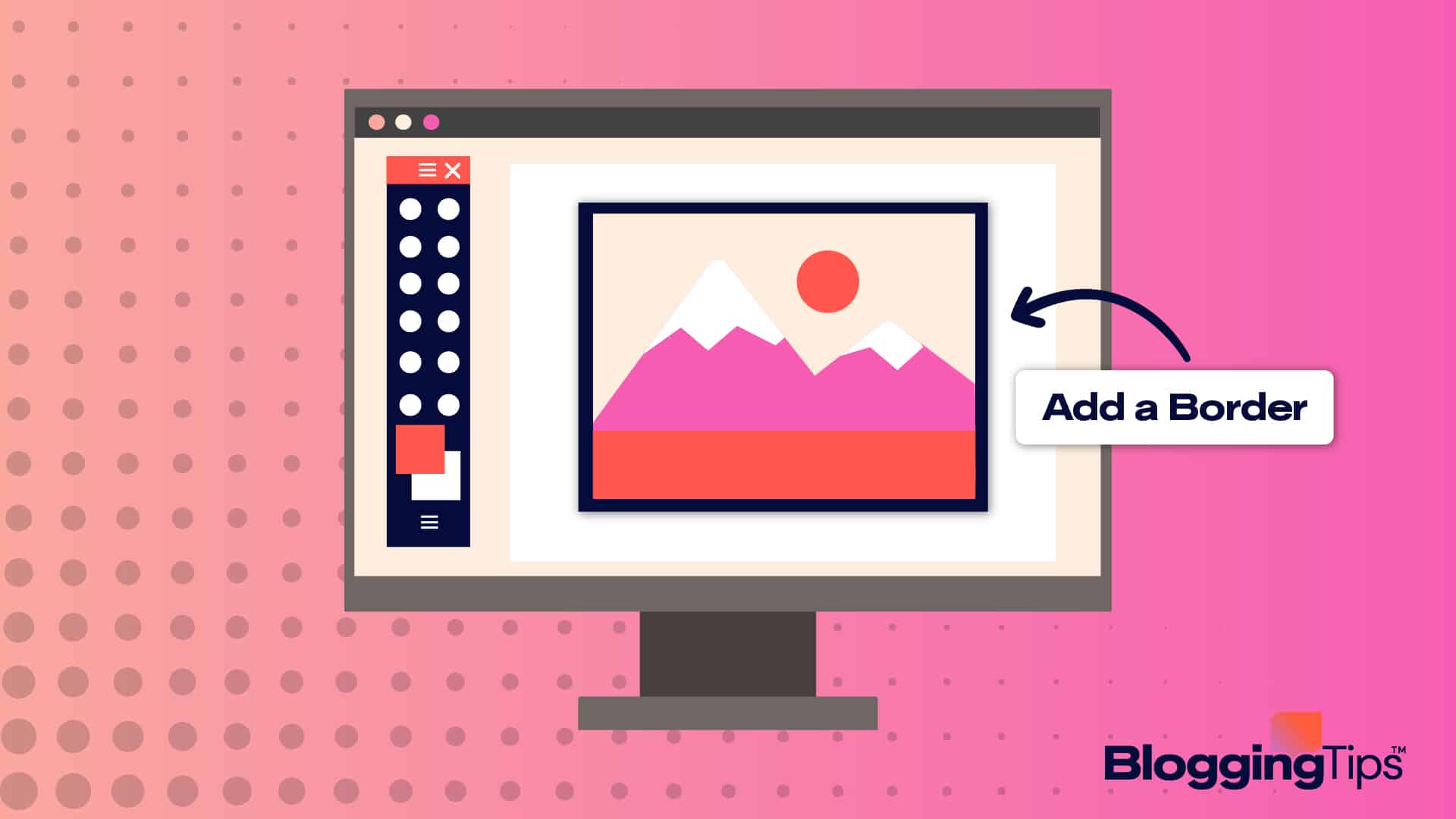 vector graphic showing an illustration of how to add a border in canva