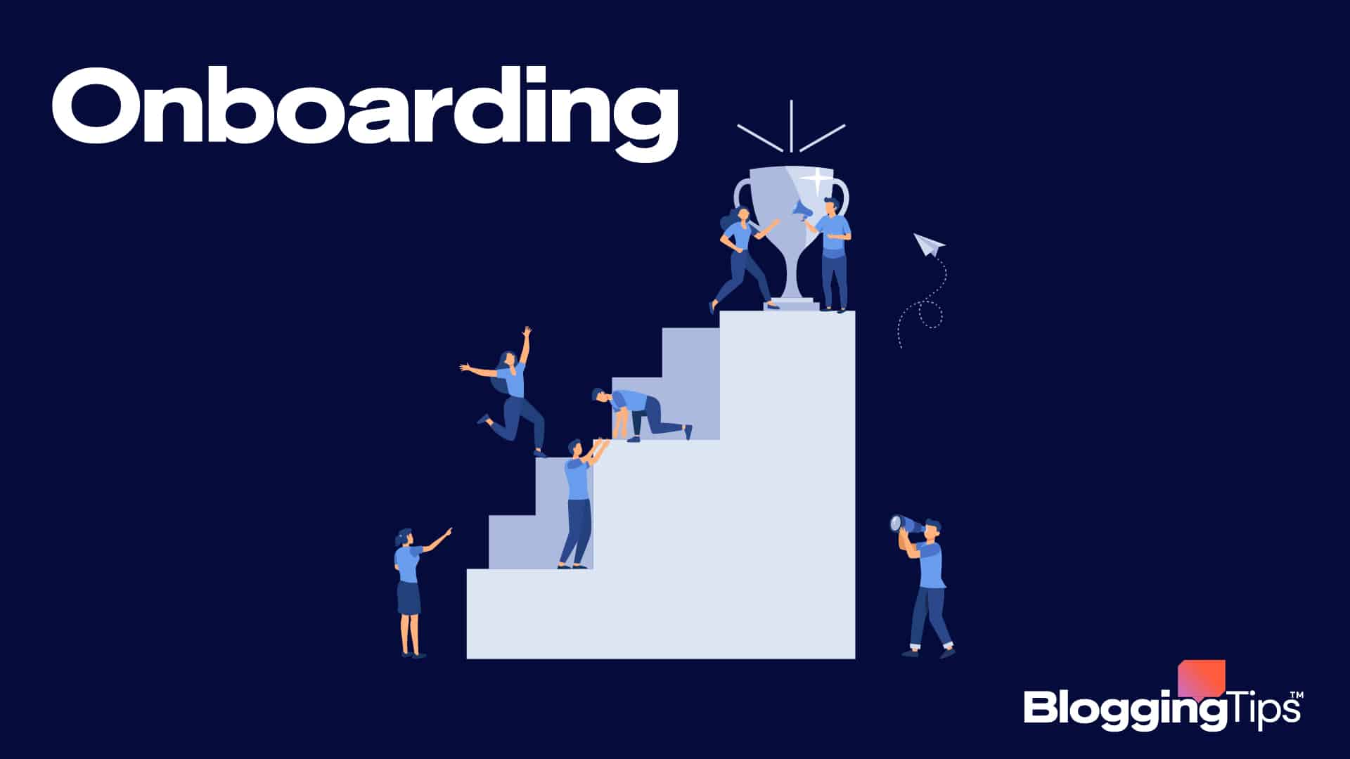 vector graphic showing an illustration of onboarding employees by using onboarding software