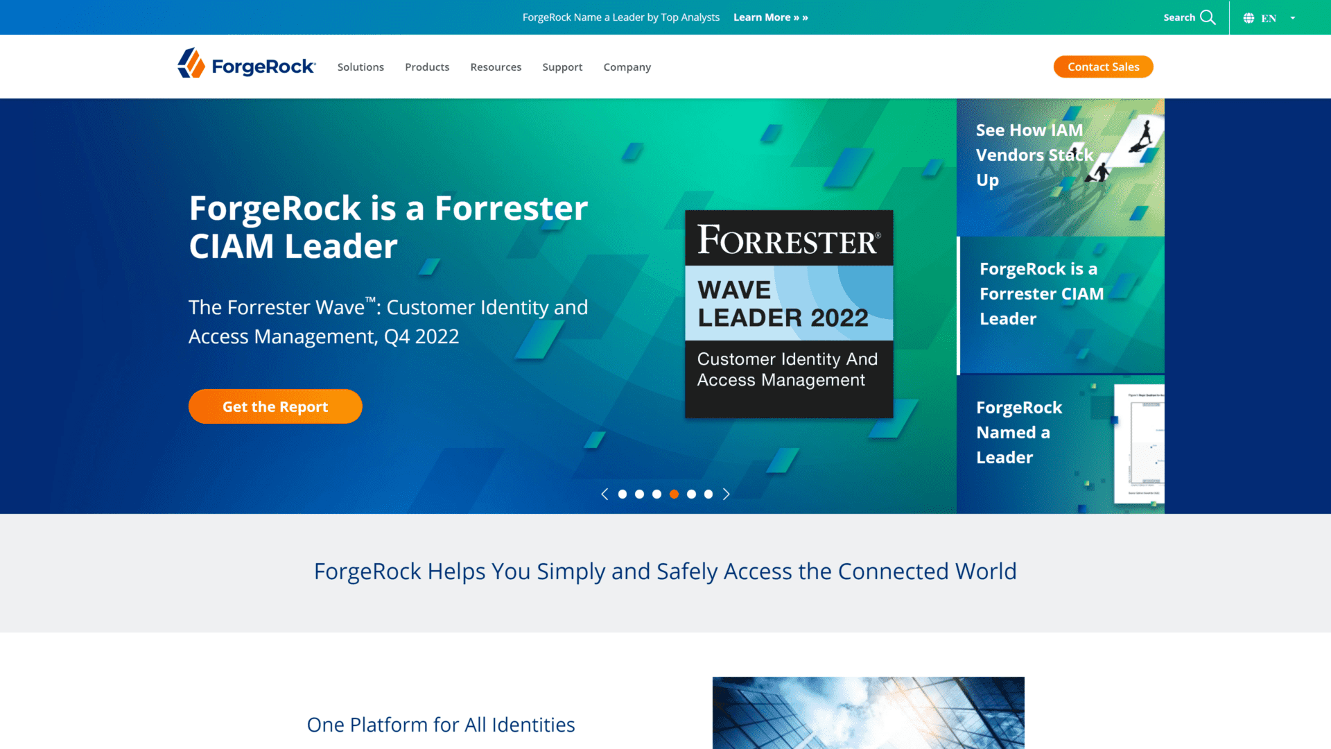 screenshot of the forgerock homepage