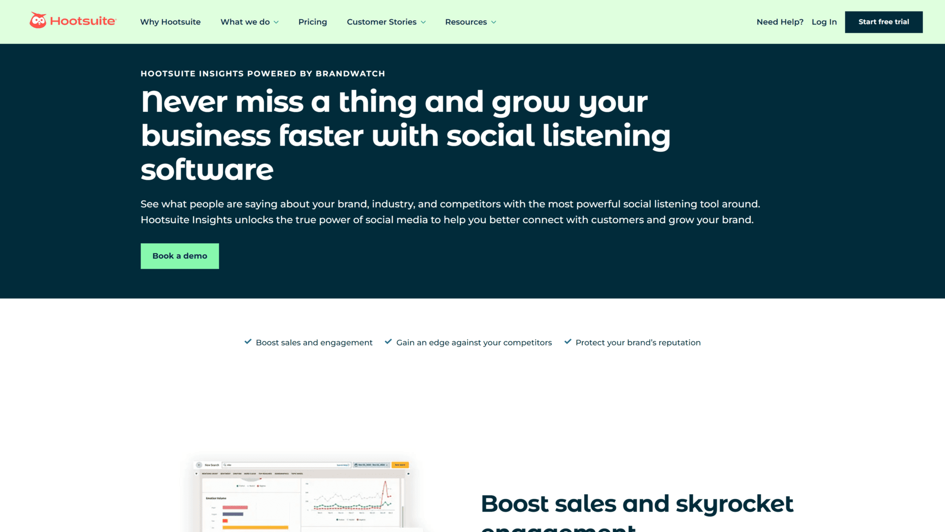 screenshot of the hootsuite insights homepage