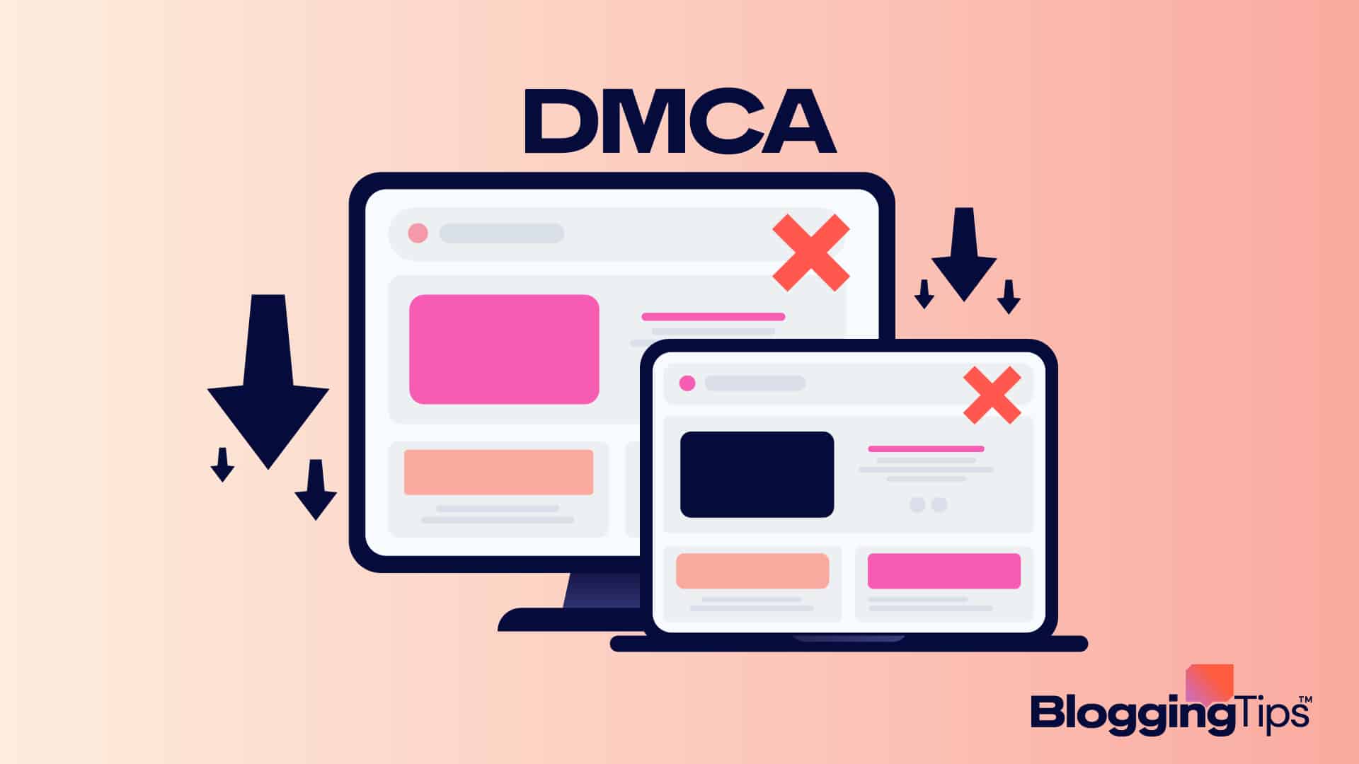 vector graphic showing an illustration of filing how to file a dmca takedown request