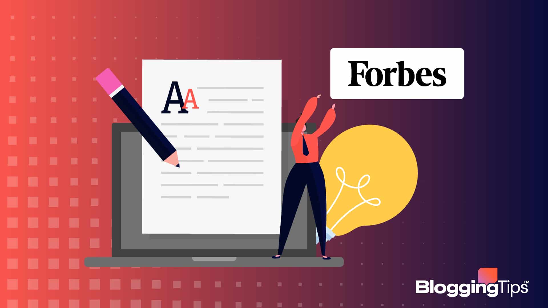 vector graphic showing an illustration of a woman leaning how to write for forbes