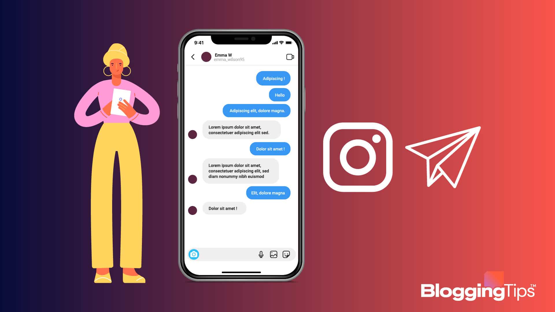 vector graphic showing an illustration of Instagram dm