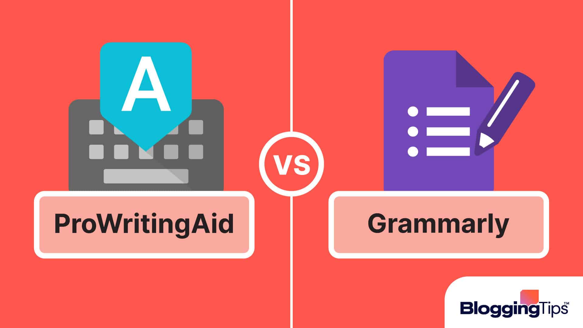 vector graphic showing an illustration of the difference between prowriting and grammarly