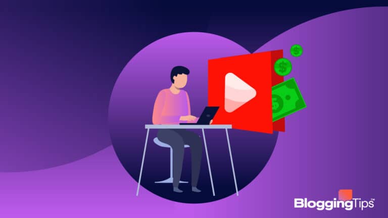 vector graphic showing an illustration of a man/woman sited to learn YouTube affiliate marketing