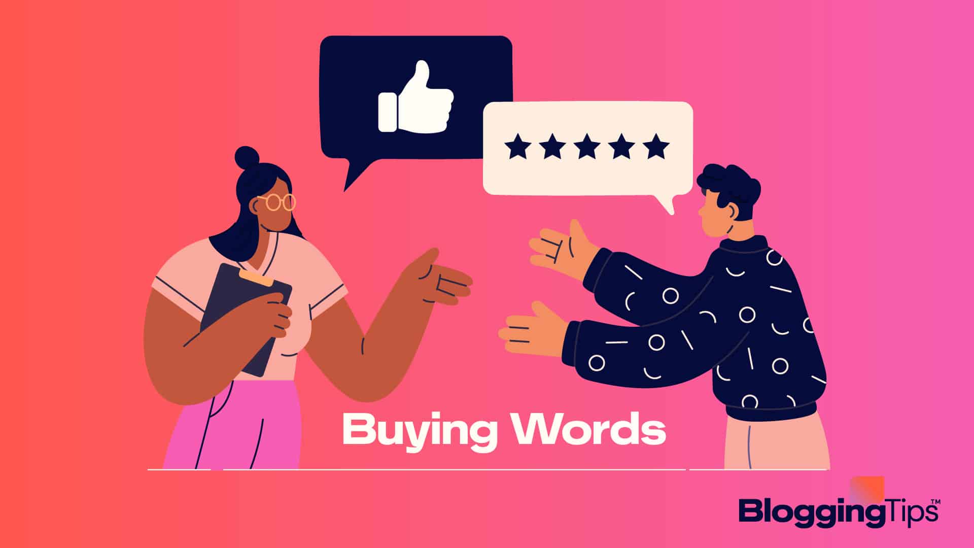 vector graphic showing an illustration of people buying words